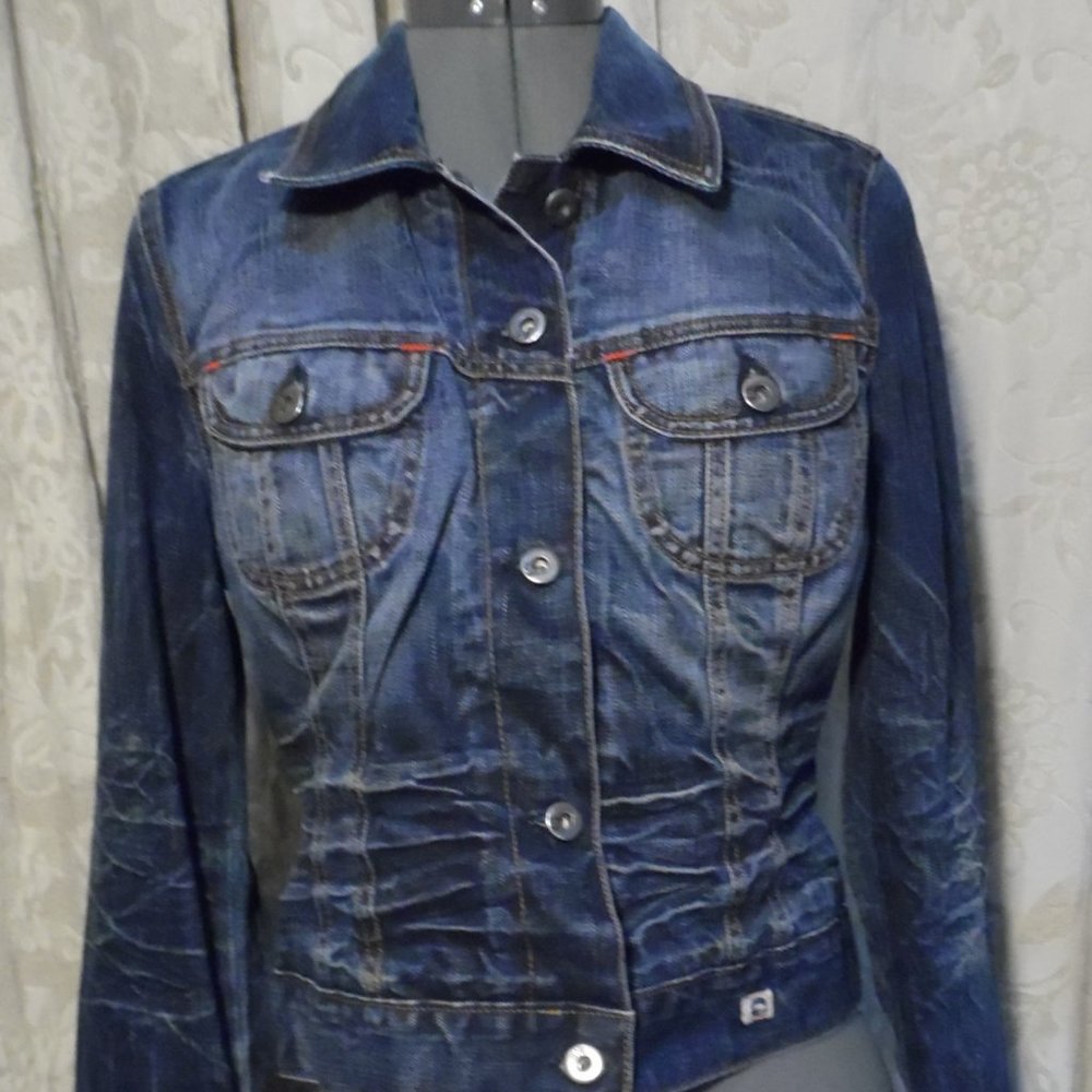 G by Guess Distressed Denim Blazer Jean Jacket Sz Junior M  Vintage